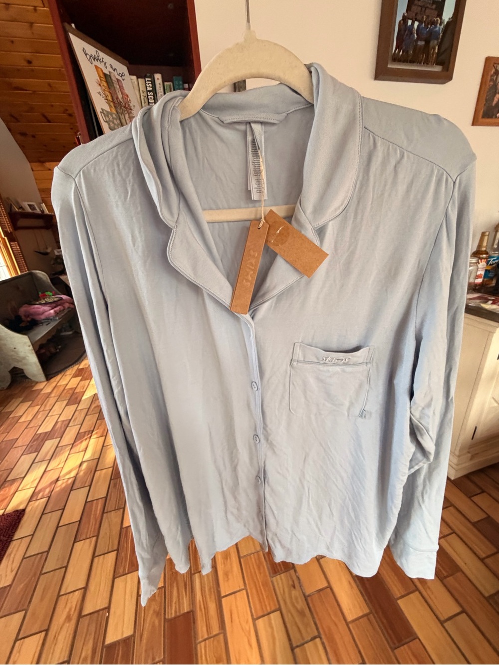 SKIMS Light Blue Long-Sleeve Pajama Top